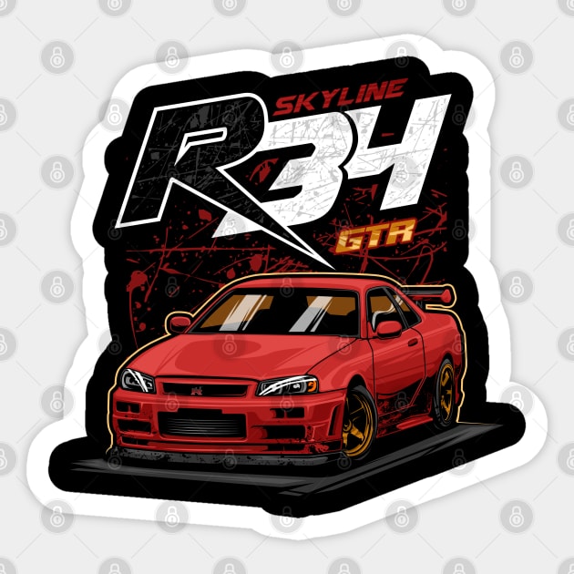 Skyline R34 GTR Racing Sticker by CFStore